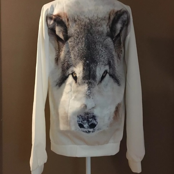 White WOLF Polyester Hoodie Medium | 3D Print - Picture 2 of 3